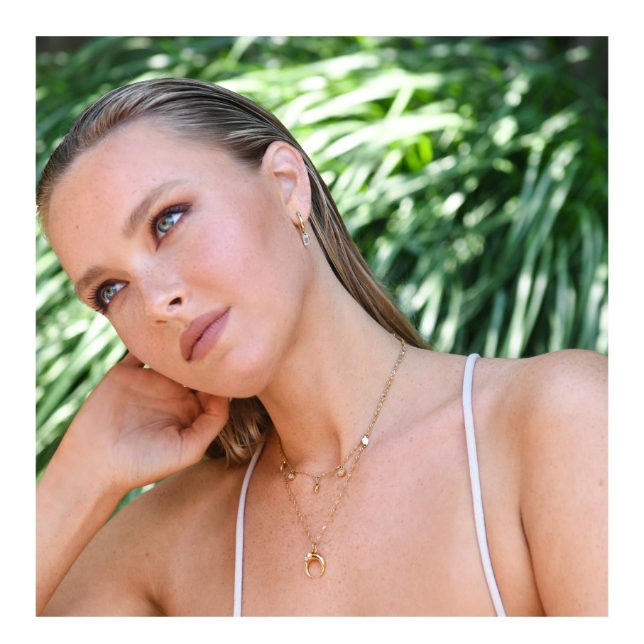 Jewelry Dune Jewelry | Aquamarine Baguette Hoop Earrings By Camille Kostek