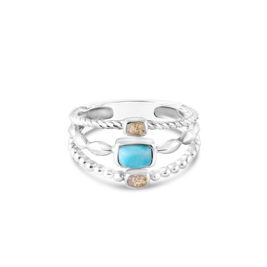 Jewelry Dune Jewelry | Boho Stack Ring Larimar And Sand