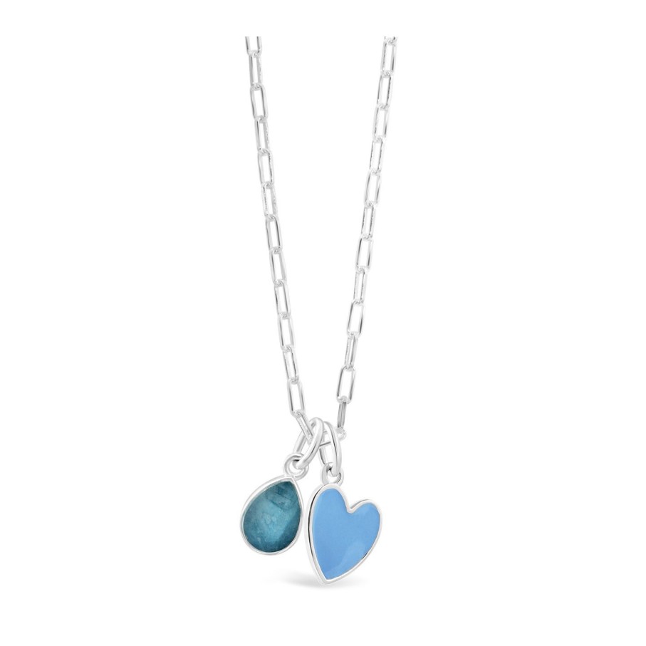 Jewelry Dune Jewelry | Travel Treasures Customizable Blue Heart Necklace Set