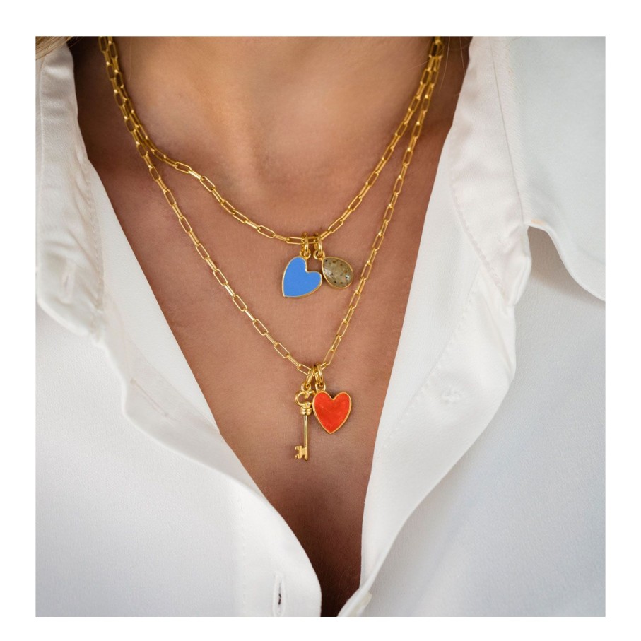 Jewelry Dune Jewelry | Travel Treasures Customizable Blue Heart Necklace Set