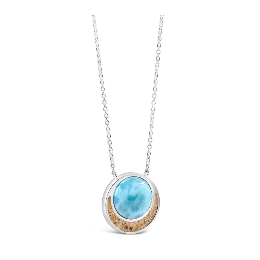 Jewelry Dune Jewelry | Crescent Moon Stationary Necklace Larimar And Sand