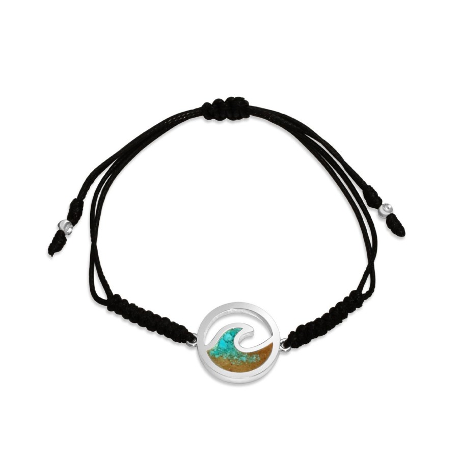 Home Accents Dune Jewelry Happiness Comes In Waves Book | Black Cord Bracelet - Wave - Turquoise Gradient