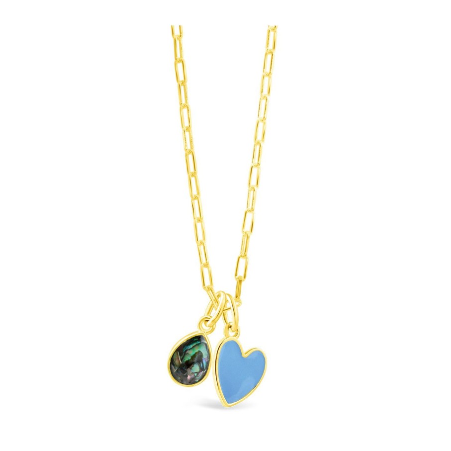 Jewelry Dune Jewelry | Travel Treasures Customizable Blue Heart Necklace Set - 14K Gold Vermeil