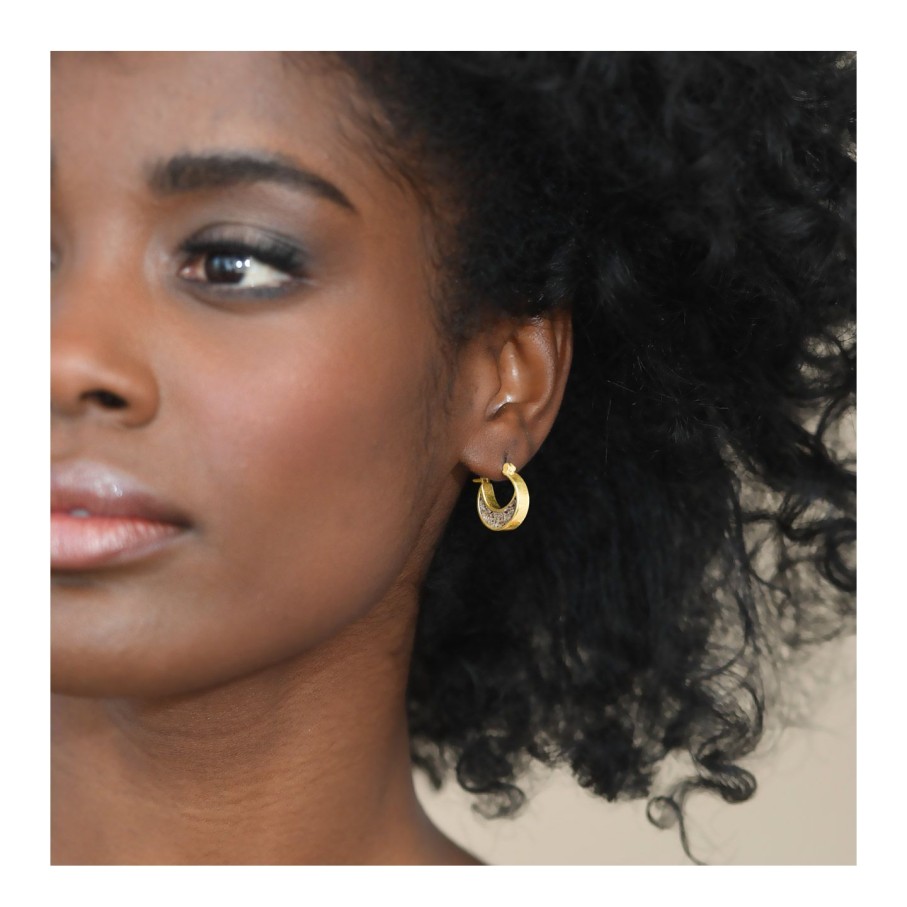 Jewelry Dune Jewelry | Crescent Moon Double Sided Hoop Earrings - 14K Gold Vermeil