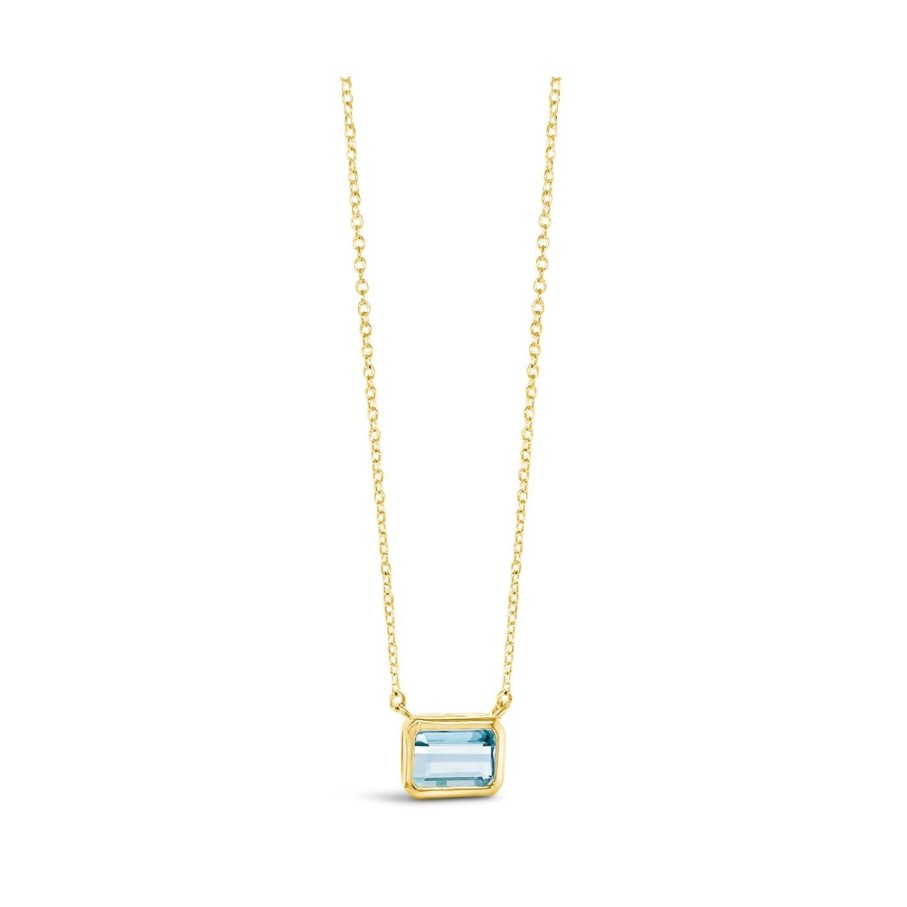 Jewelry Dune Jewelry | Aquamarine Baguette Cut Necklace By Camille Kostek - 14K Gold Vermeil