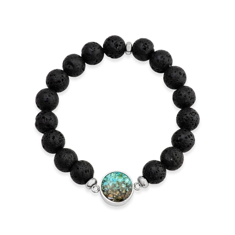 Jewelry Dune Jewelry | Men'S Beaded Bracelet - Lava - Turquoise Gradient