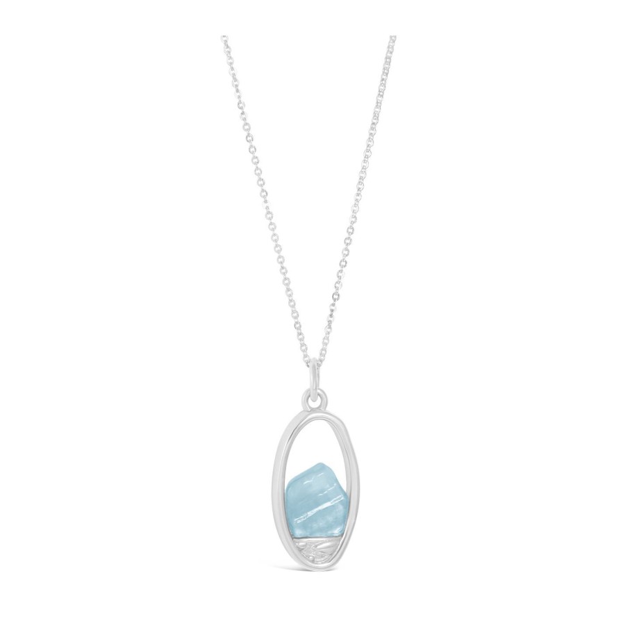 Jewelry Dune Jewelry | Glacier Gem Oval Forest View Necklace - Aquamarine