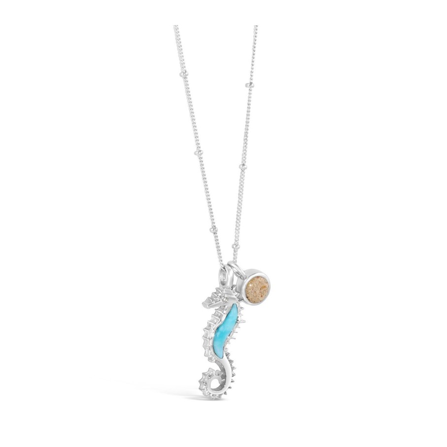 Jewelry Dune Jewelry | Seahorse Necklace Larimar And Sand