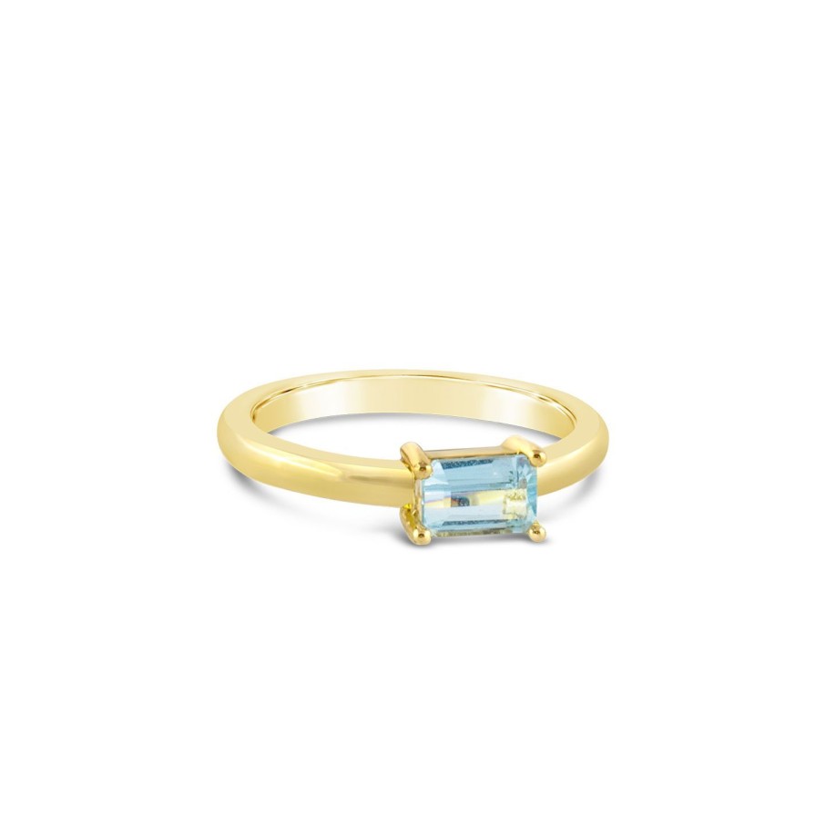 Jewelry Dune Jewelry | Aquamarine Baguette Cut Ring By Camille Kostek - 14K Gold Vermeil