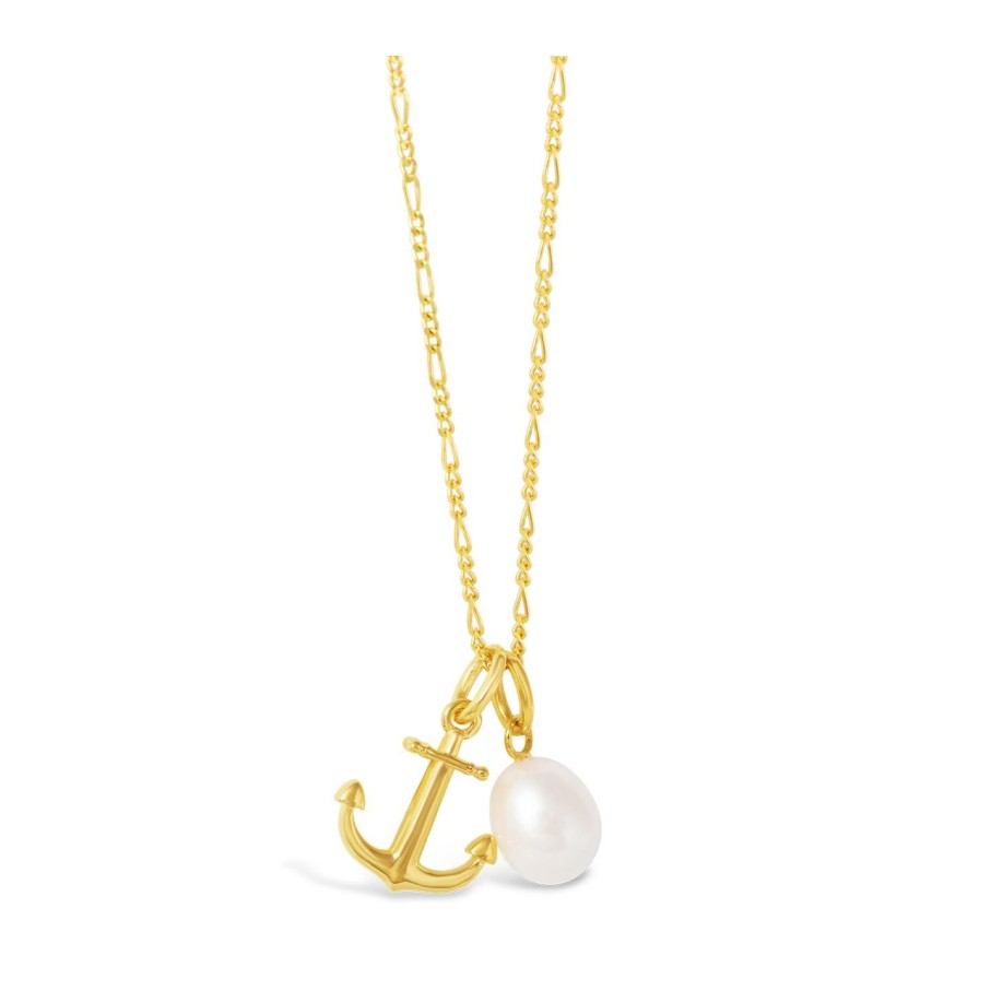 Jewelry Dune Jewelry | Collectible Travel Treasures Anchor & Pearl Necklace Set - 14K Gold Vermeil