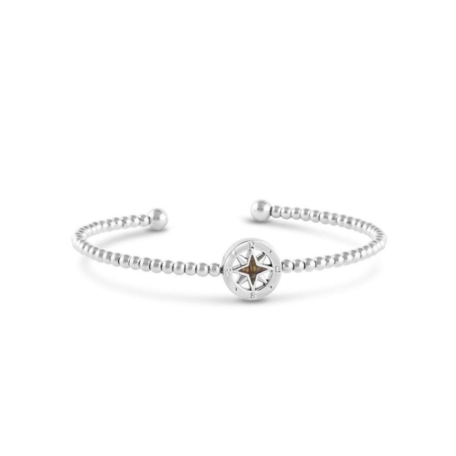 Jewelry Dune Jewelry | Beaded Cuff Bracelet - Compass - Silver