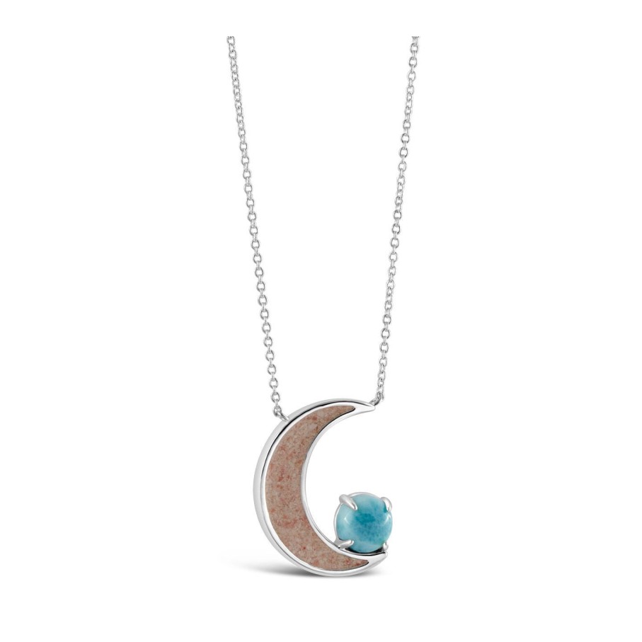 Jewelry Dune Jewelry | Blue Moon Stationary Necklace - Larimar And Sand