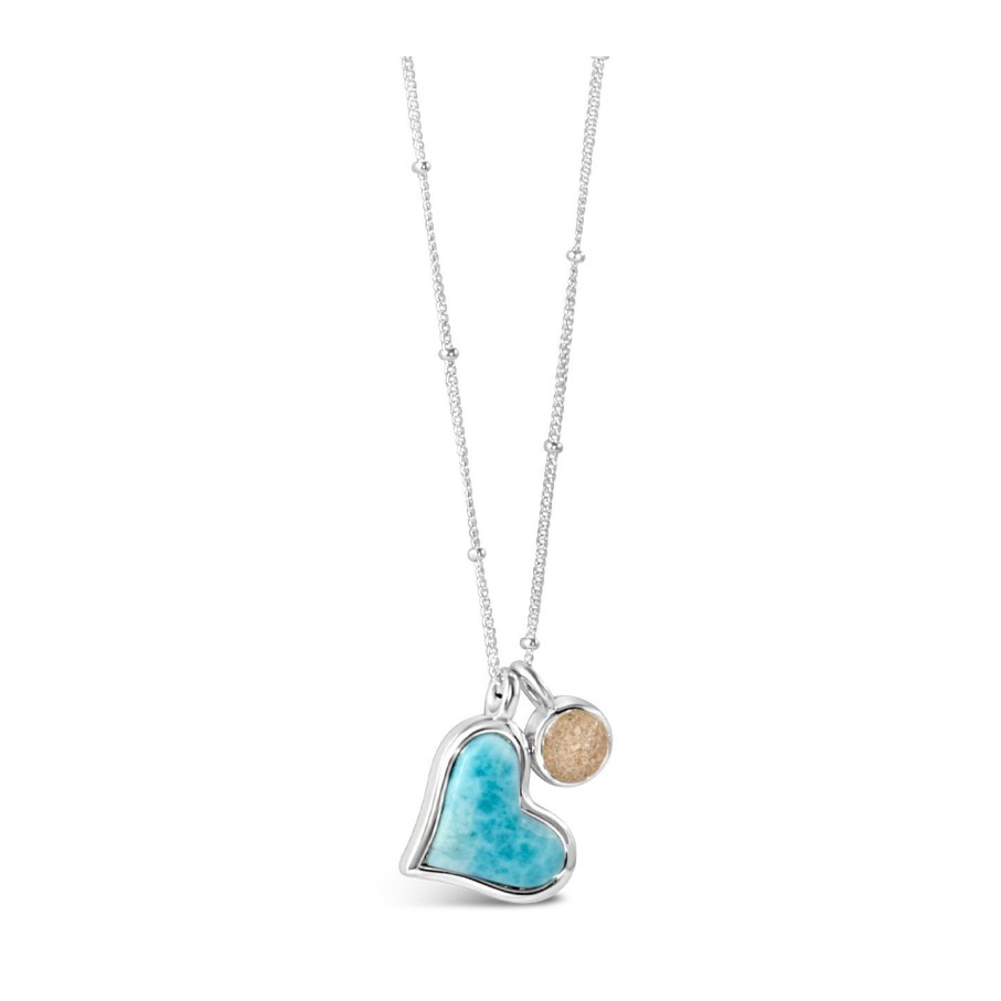 Jewelry Dune Jewelry | Tilted Heart Necklace Larimar And Sand