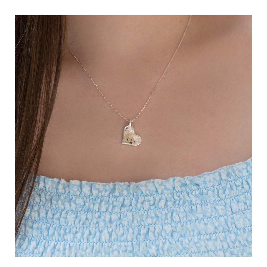 Jewelry Dune Jewelry | Tilted Heart Necklace - Mother Of Pearl Gradient