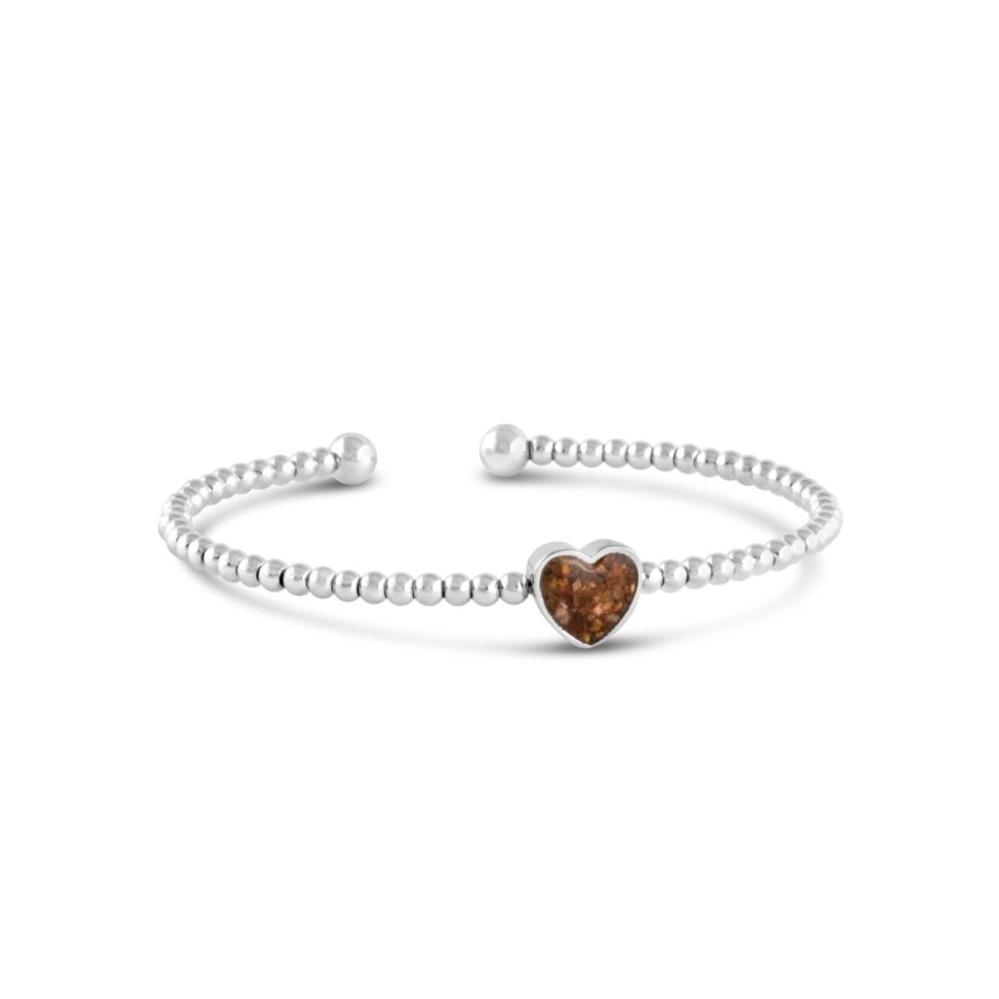 Jewelry Dune Jewelry | Beaded Cuff Bracelet - Heart - Silver