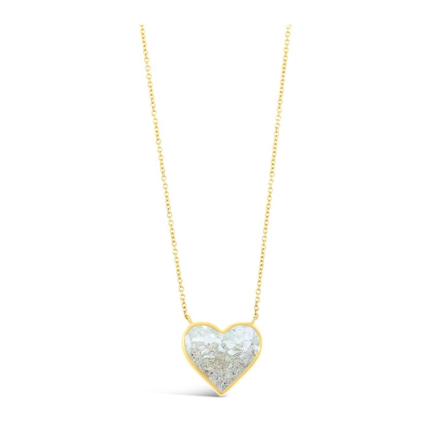 Jewelry Dune Jewelry | Full Heart Stationary Necklace - 14K Gold - Mother Of Pearl Gradient