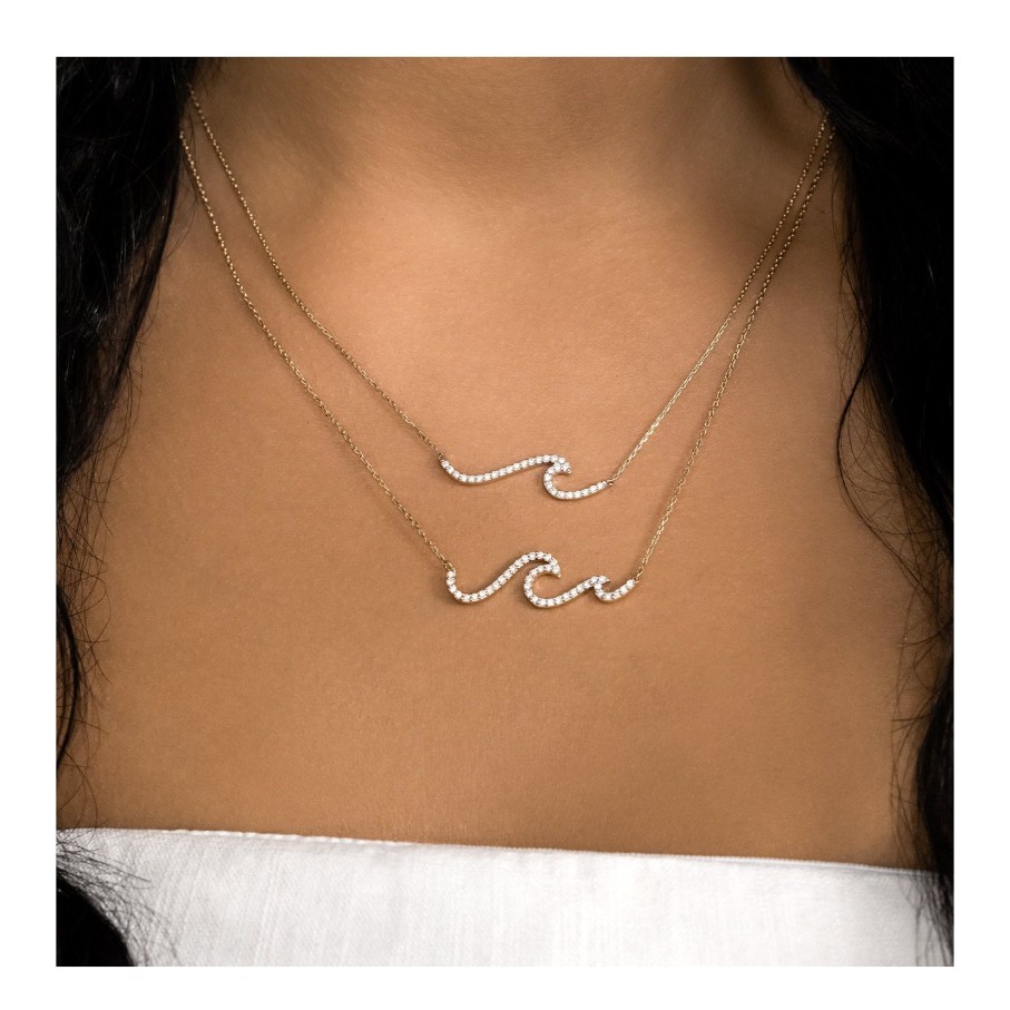 Home Accents Dune Jewelry Happiness Comes In Waves Book | Dune Diamonds Double Wave Necklace - 14K Yellow Gold