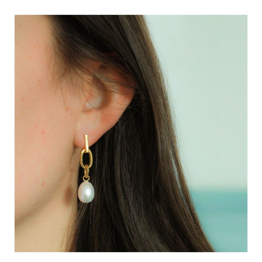 Jewelry Dune Jewelry | Travel Treasures The Kate Set Baroque Pearl Charm Earrings - 14K Gold Vermeil