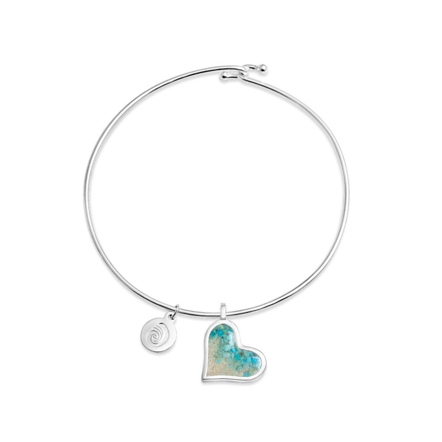 Jewelry Dune Jewelry | Tilted Heart Bangle - Turquoise Gradient