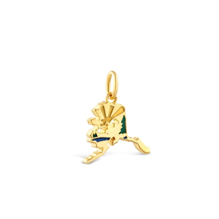 Jewelry Dune Jewelry | Collectible Travel Treasures Alaska State Charm - 14K Gold Vermeil