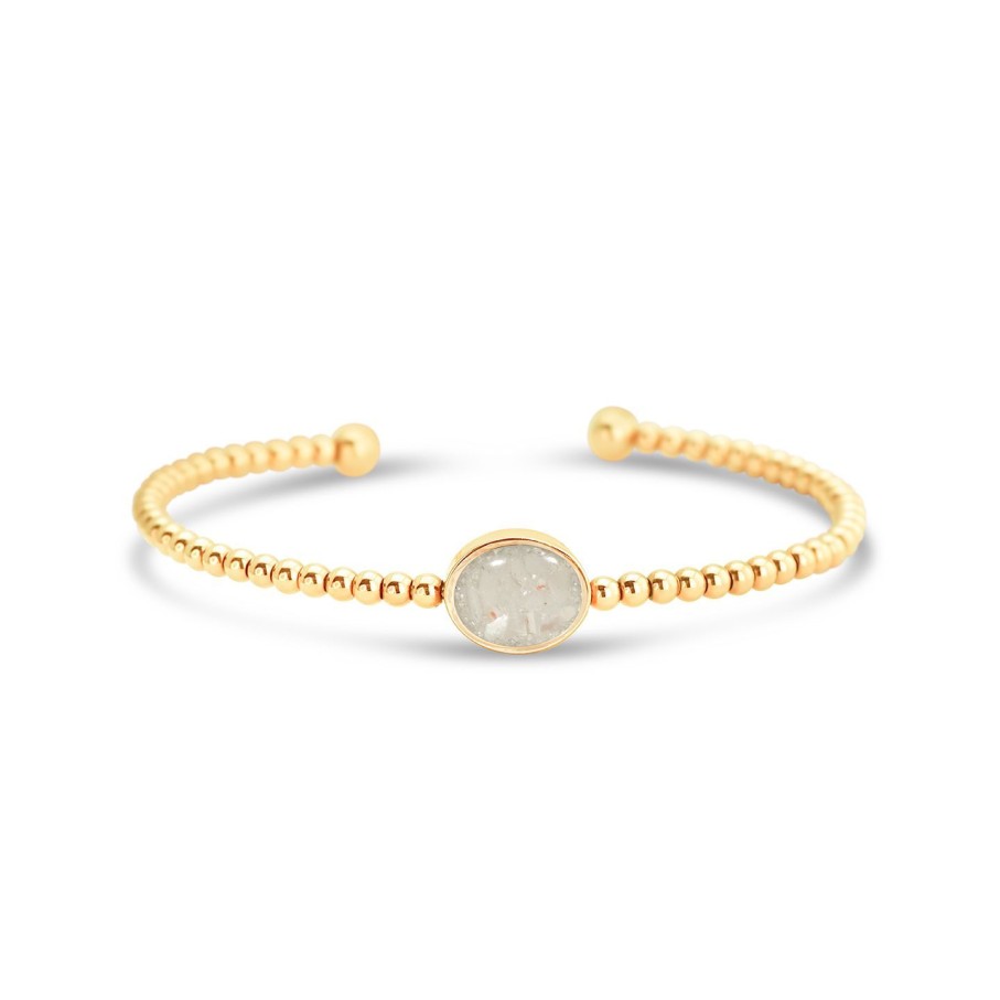 Jewelry Dune Jewelry | Beaded Cuff Bracelet - Oval - Gold